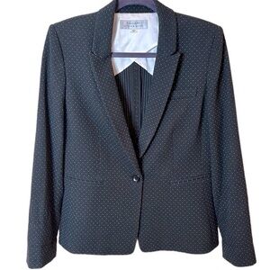 NEW Tahari ASL notched collar 1 button blazer black with white pin dots Sz 10